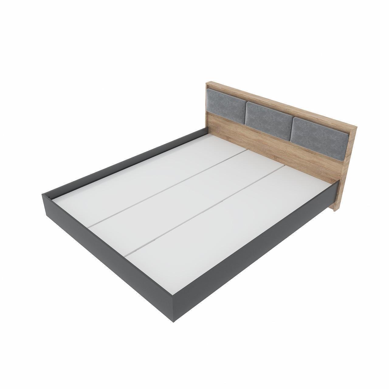 Кровать Эверест Сити-1400 сплошной щит 140x200 см Дуб сонома/Графитовый (ЕВ20718.02)