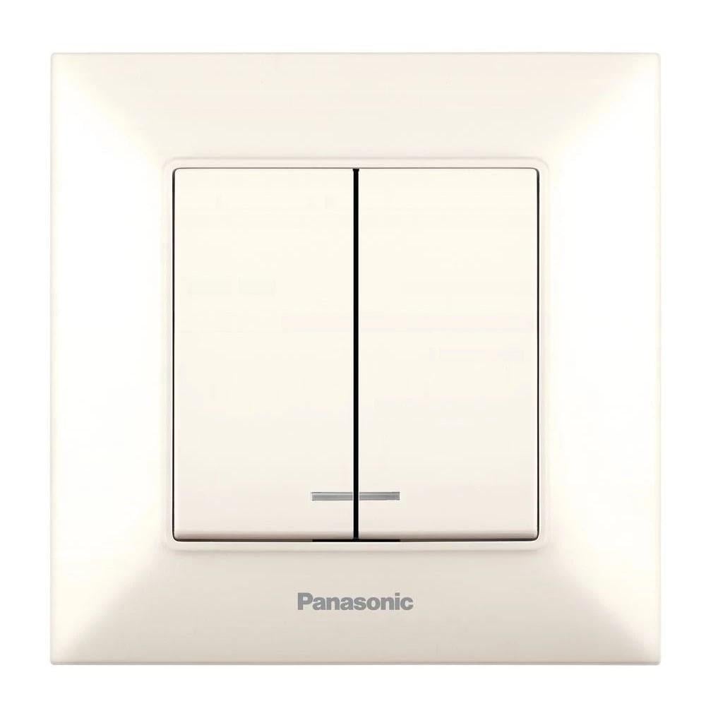 Выключатель Panasonic Arkedia Slim с подсветкой 2-кл Кремовый (13608-е)