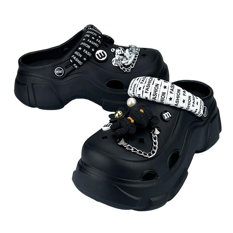 Кроксы женские с джибитсами на платформе 10279-2 p. 36 22,5-23 см Черный - фото 2