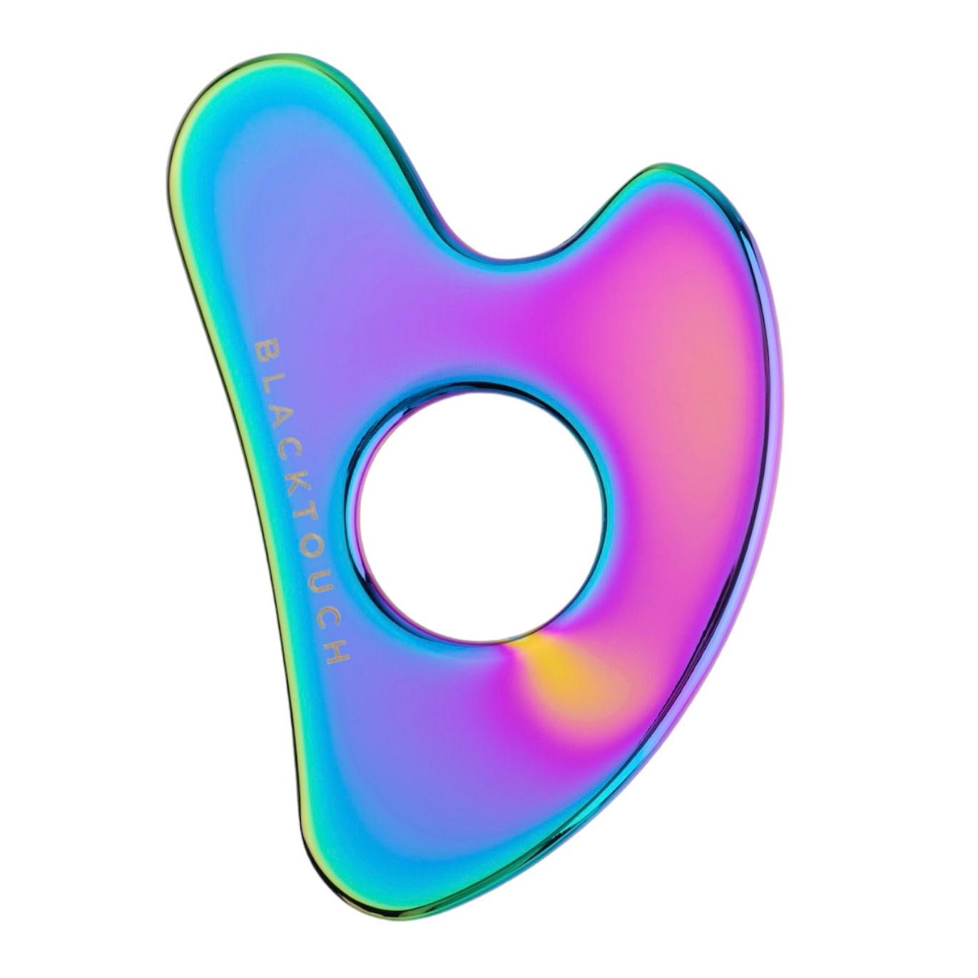 Шкребок для гуа-ша масажу обличчя з отвором металевий Rainbow