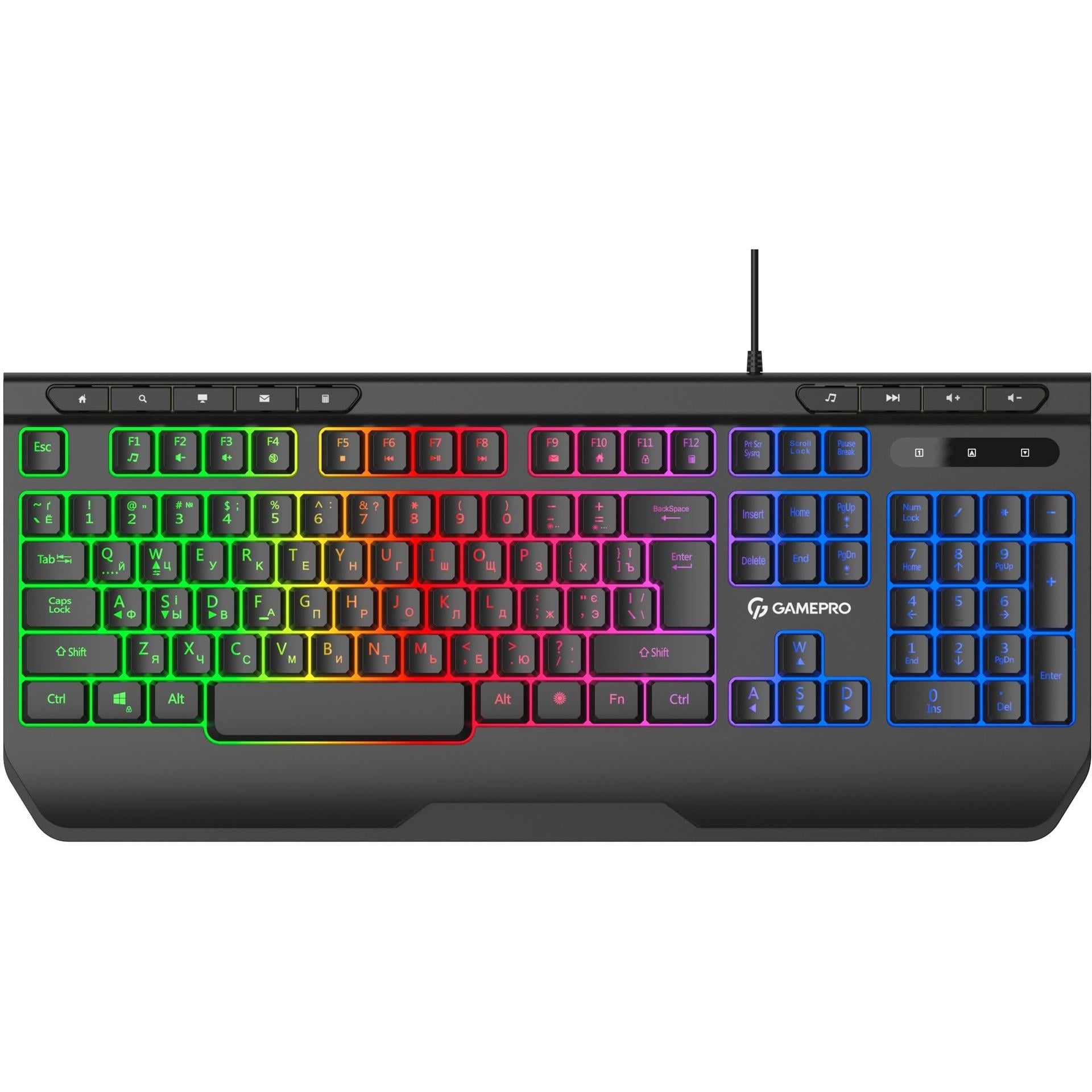Клавиатура мембранная игровая GamePro GK550 104 клавиши 1,5 м USB LED Black (34618256)