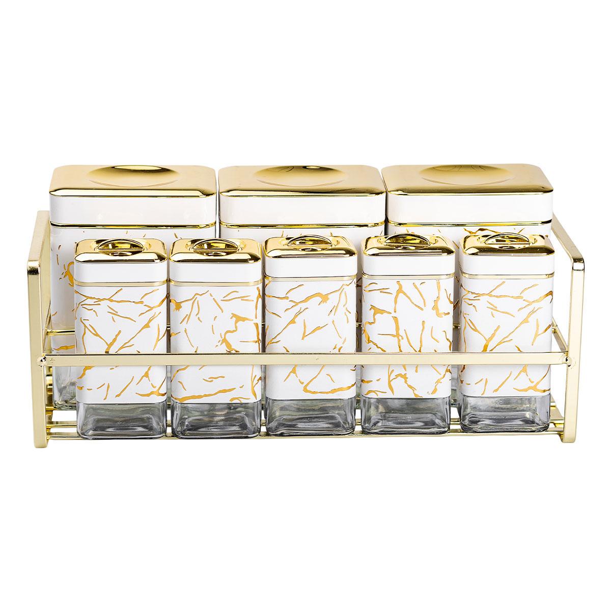 Набір для приправ та спецій на підставці з кришками 8 шт. Білий (HP-1365)