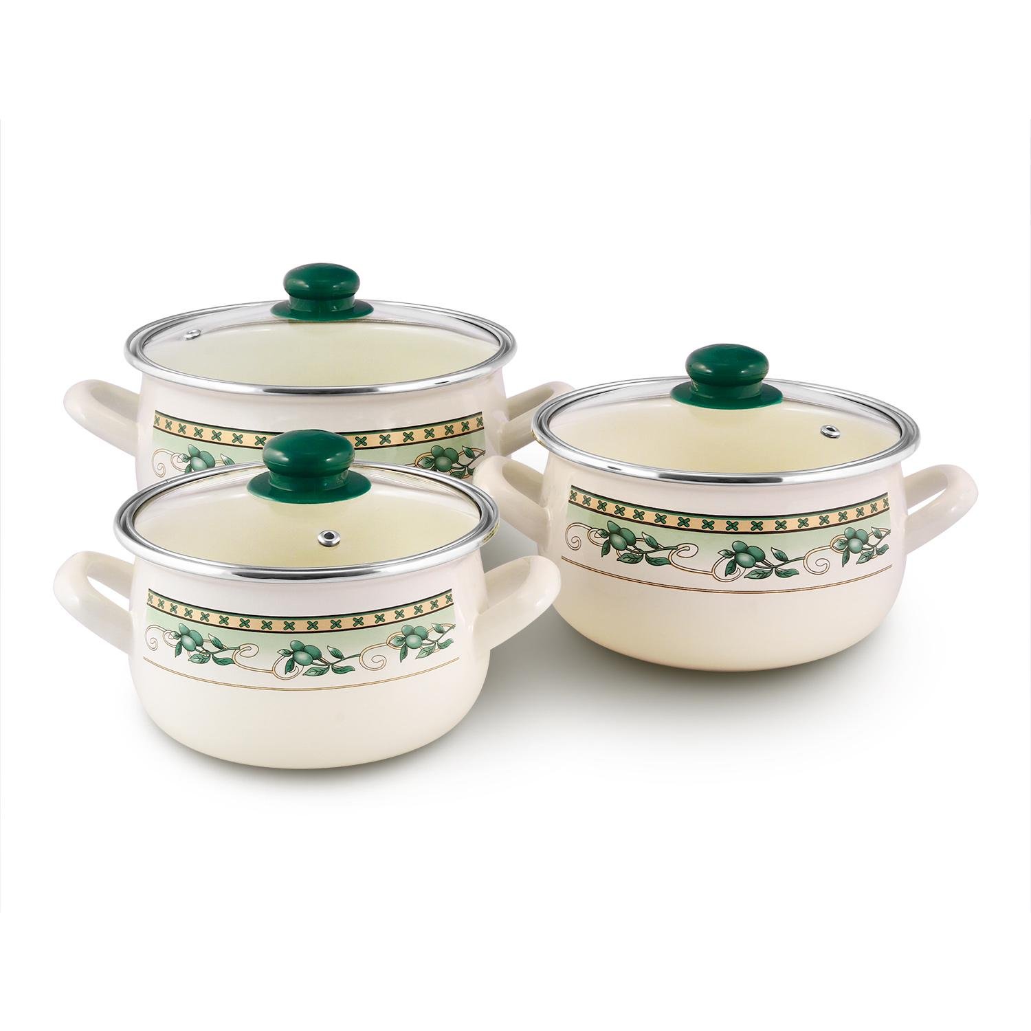 Набір каструль Interos Оливки 6 предметів (2243) Набір каструль Interos Оливки 6 предметів (2243)