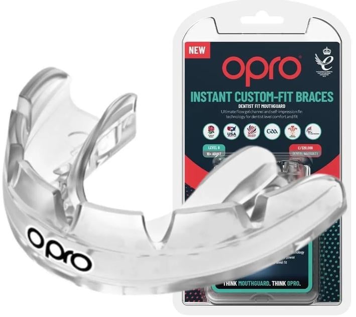 Капа OPRO Instant Single Colour Braces доросла вік 11+ Прозорий (Instant Braces Clear)