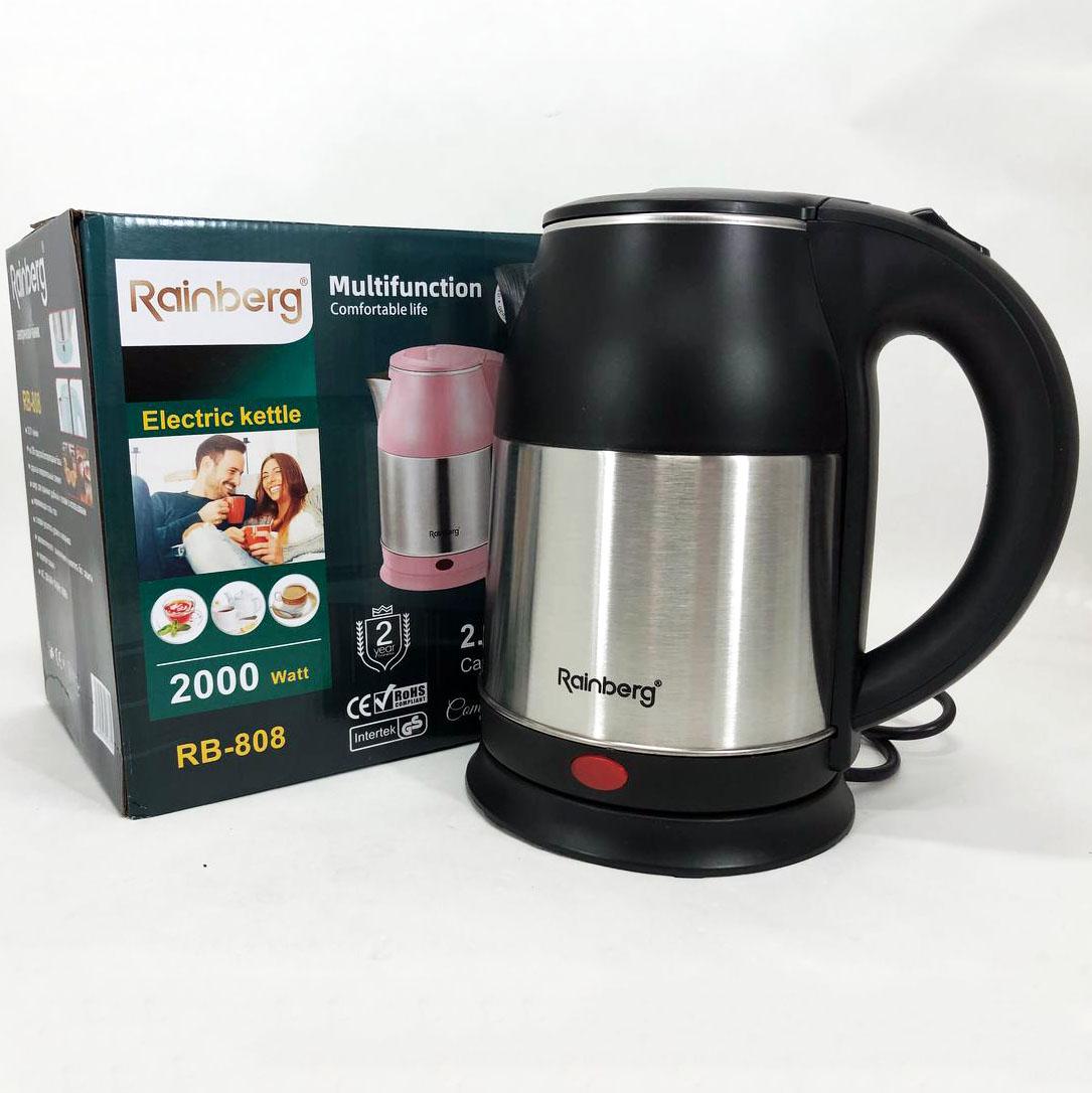 Електрочайник Rainberg RB-808 2 л нержавіюча сталь Чорний (266157) - фото 8 Електрочайник Rainberg RB-808 2 л нержавіюча сталь Чорний (266157) - фото 8