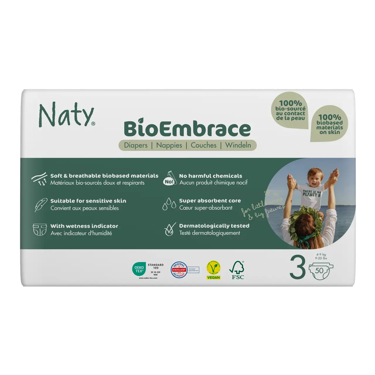 Підгузки дитячі одноразові BioEmbrace NATY р. 3 4-9 кг 50 шт. (29679234)
