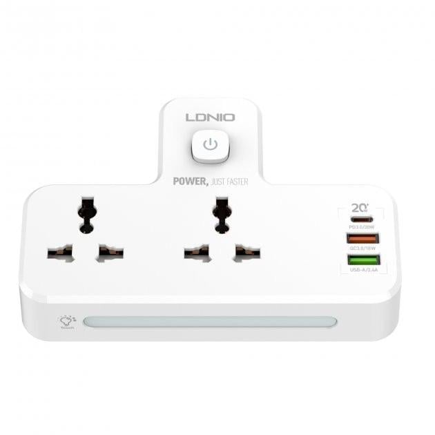 Сетевой фильтр-разветвитель LDNIO 2500W 3USB 10А 220V PD20W White (SC2311)