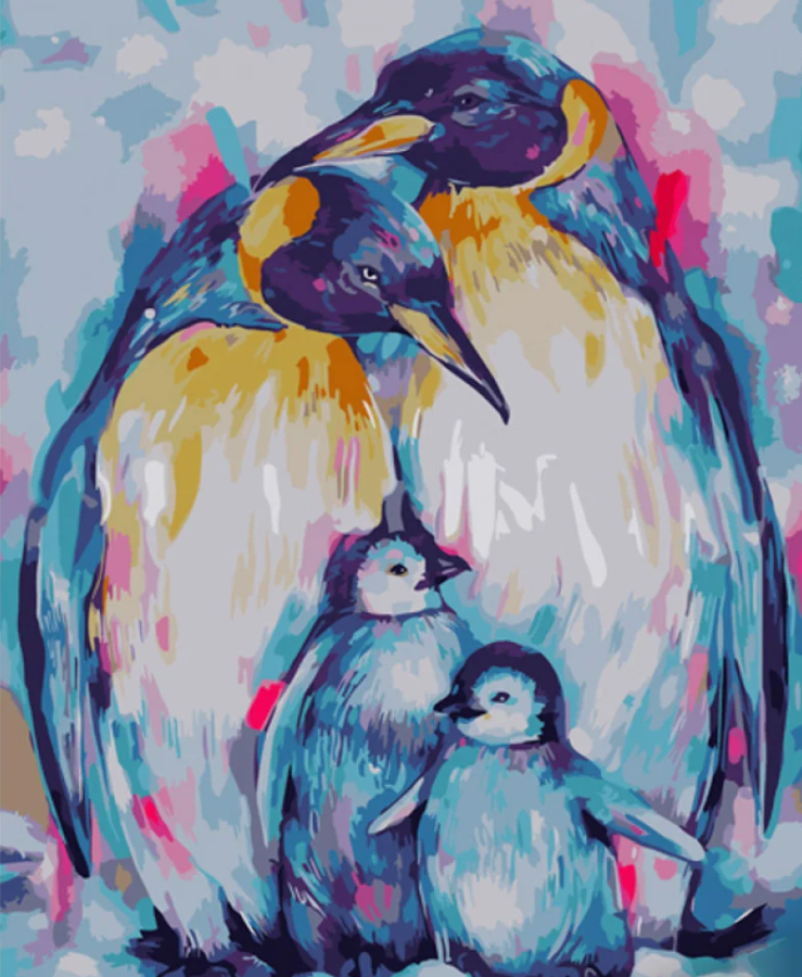 Картина по номерам Strateg Семья пингвинов 40х50 см (GS1052)