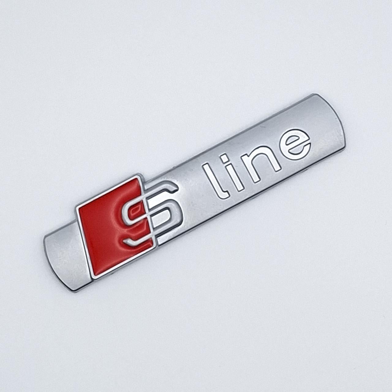 Эмблема Audi S-line на переднее крыло 72х17 мм Хром матовый (1279677264)