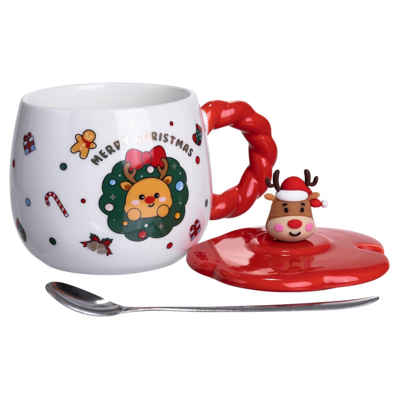 Чашка фарфоровая Rudolph the Reindeer с крышкой 400 мл (FM-CS-20A) - фото 4 Чашка фарфоровая Rudolph the Reindeer с крышкой 400 мл (FM-CS-20A) - фото 4