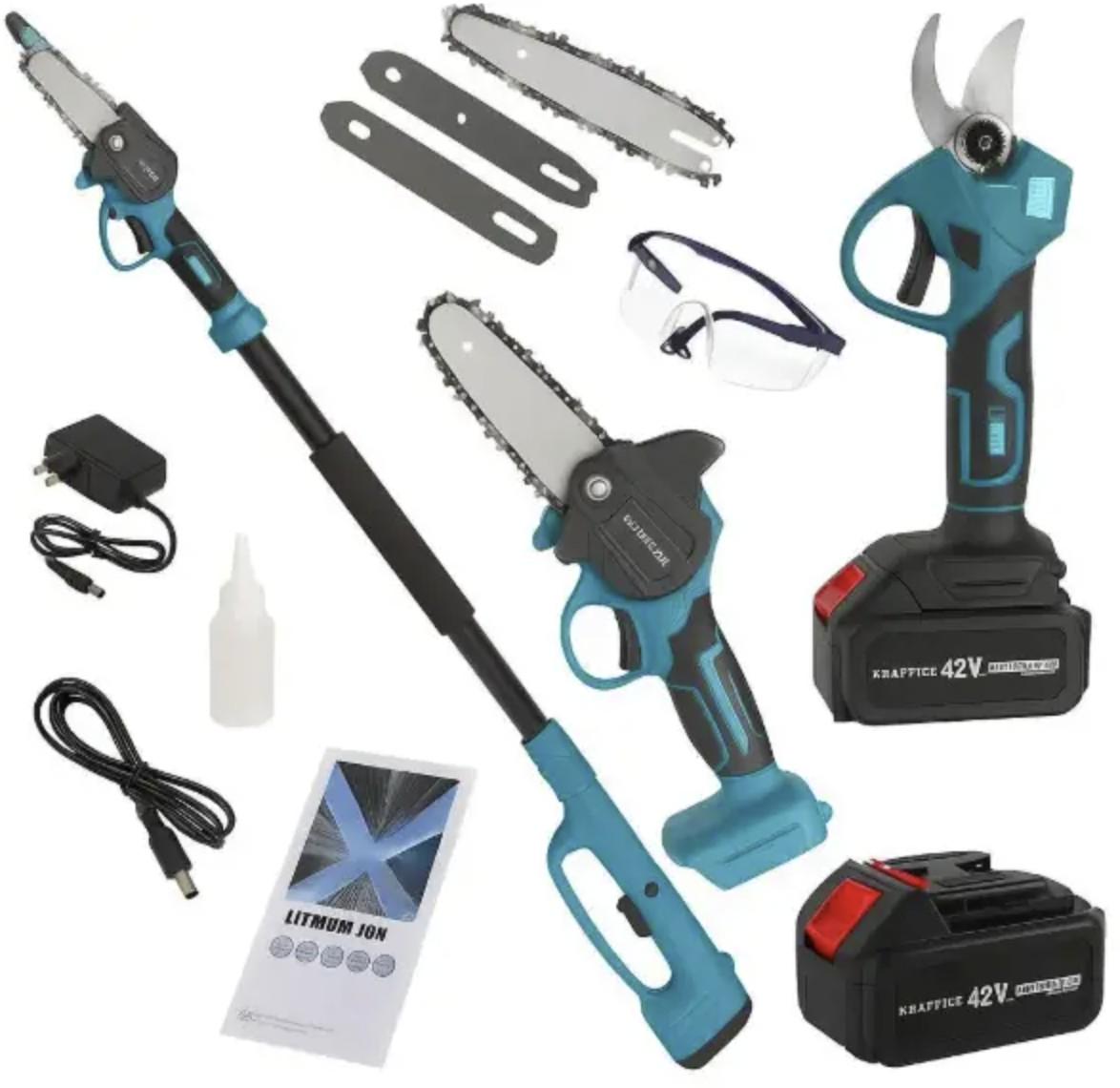 Набір акумуляторний KRAFFTEC DUP570+DUC170Z 42V 6 Ah 3в1 секатор/пила/штанга 2,7 м (	4567)