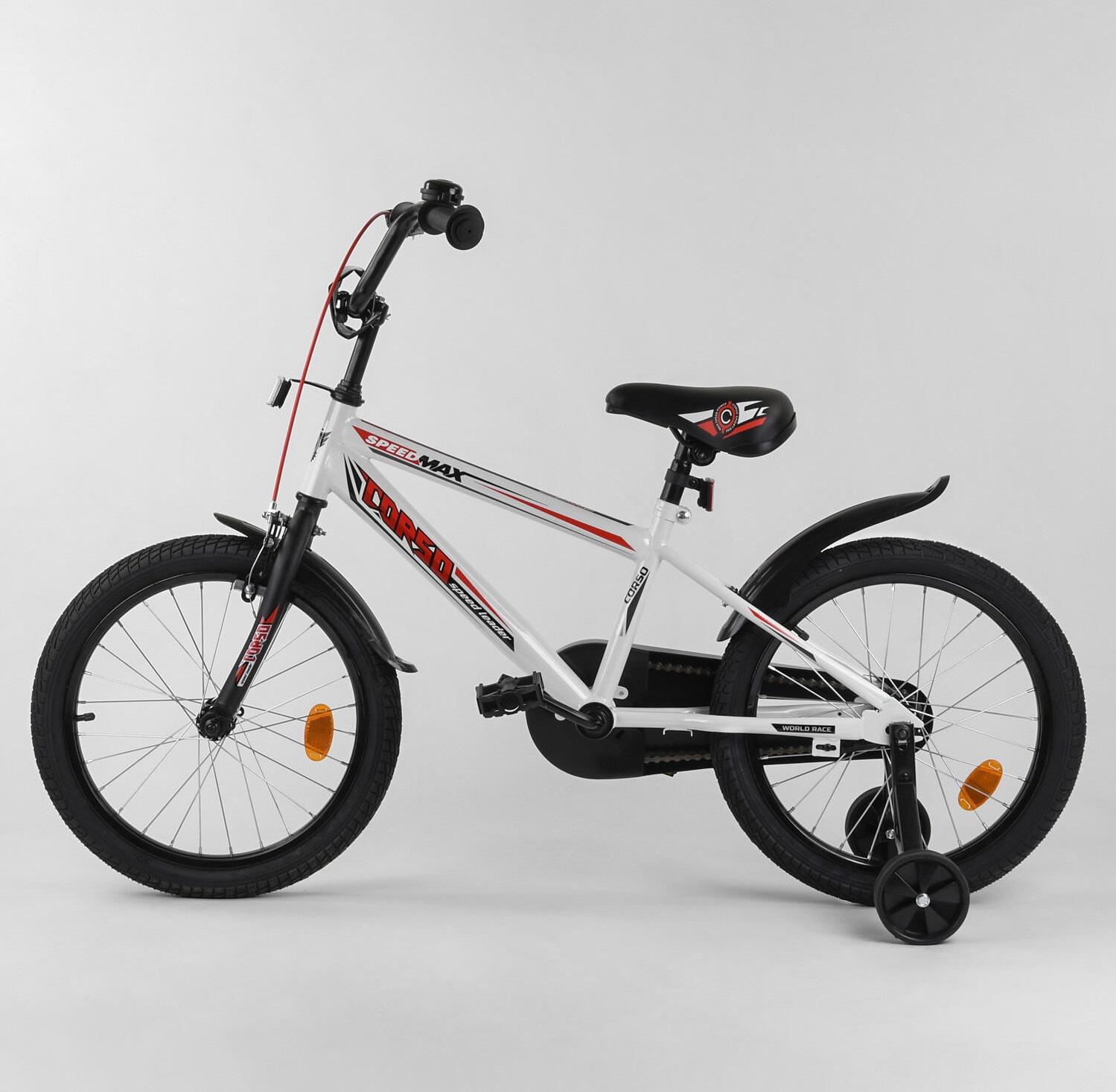 Велосипед детский 2-х колёсный Corso 18" собран на 75% стальная рама стальные противоударные диски White/Red (101973)