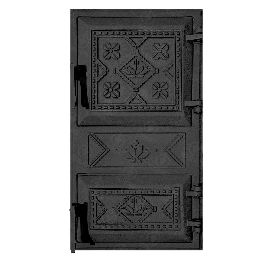 Дверцята для печі чавунні Вишиванка спарені 265х480 мм (75-black)