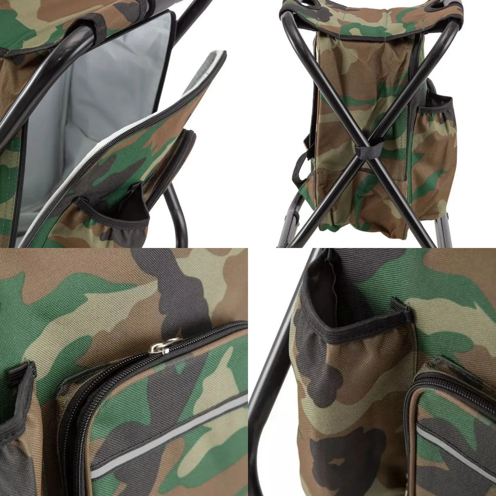 Туристический табурет-рюкзак складной 3в1 с термосумкой водоотталкивающий 50х36х30 см Хаки (173) - фото 3 Туристический табурет-рюкзак складной 3в1 с термосумкой водоотталкивающий 50х36х30 см Хаки (173) - фото 3