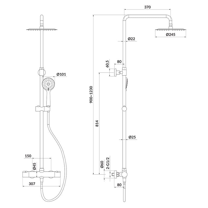 Душова система Cersanit City Oval S951-340 з термостатичним змішувачем Хром - фото 2