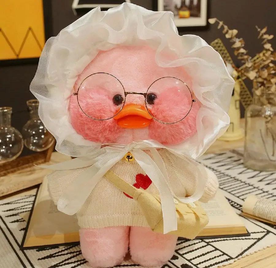 М'яка іграшка Качечка Лалафанфан в окулярах плюшева 30 см Рожевий (19209098)