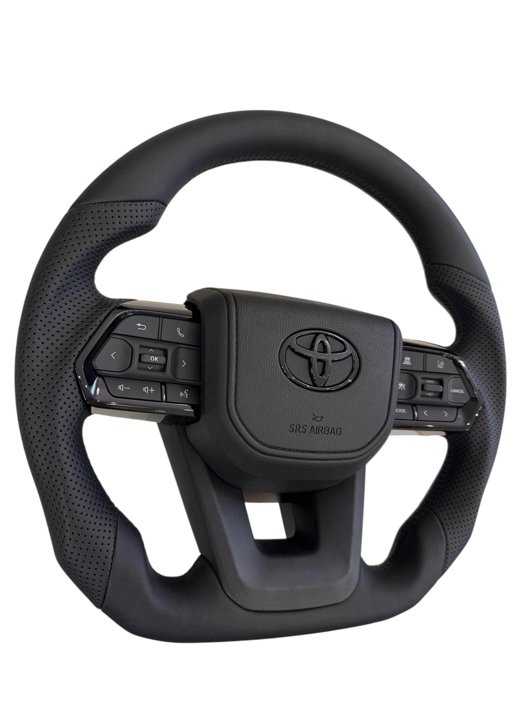 Кермо для Toyota Sequoia в сборі шкіра зі скошеним низом логотип чорний глянець (29371344) - фото 4 Кермо для Toyota Sequoia в сборі шкіра зі скошеним низом логотип чорний глянець (29371344) - фото 4