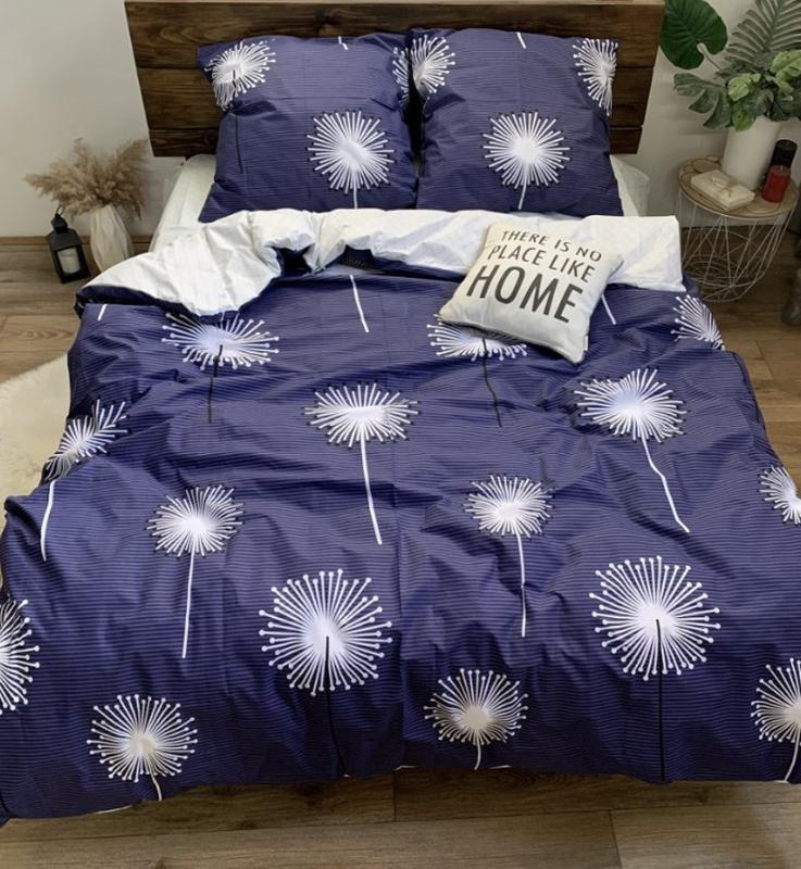 Простынь на резинке Вилена Голд Одуванчик синяя бязь 140х200