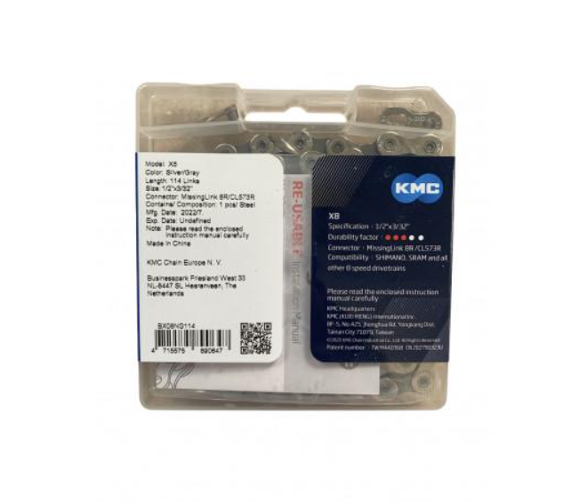 Цепь на велосипед KMC X8 8 скоростей 1/2х3/32 114 с замком Silver/Gray (BX08NG114) - фото 3