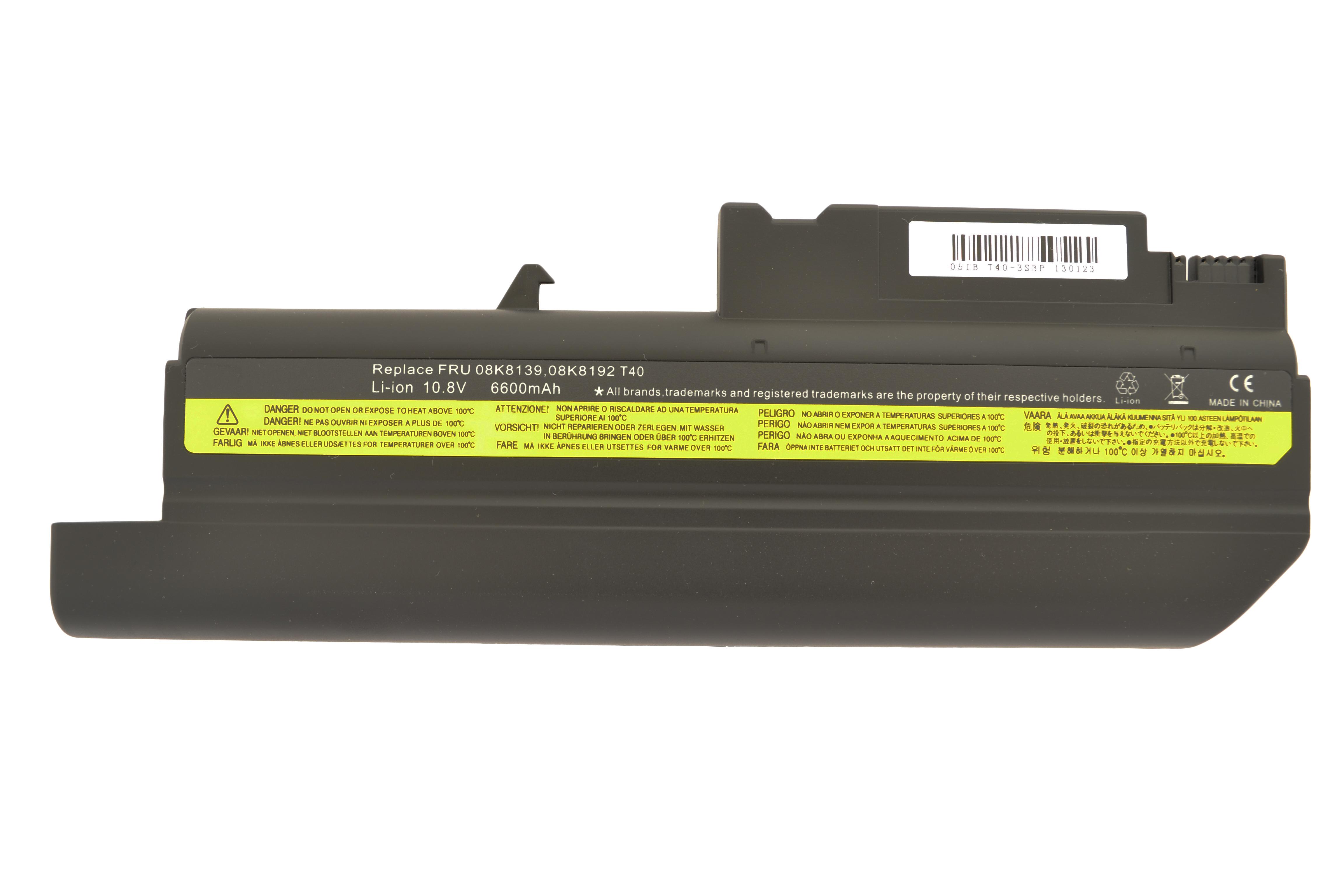Аккумулятор для ноутбука Lenovo-IBM 08K8194 ThinkPad T42 10,8 V 6600 mAh (006753)