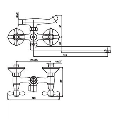 Смеситель для ванны Haiba Dominox 140 HB0064 (000045801) - фото 3 Смеситель для ванны Haiba Dominox 140 HB0064 (000045801) - фото 3
