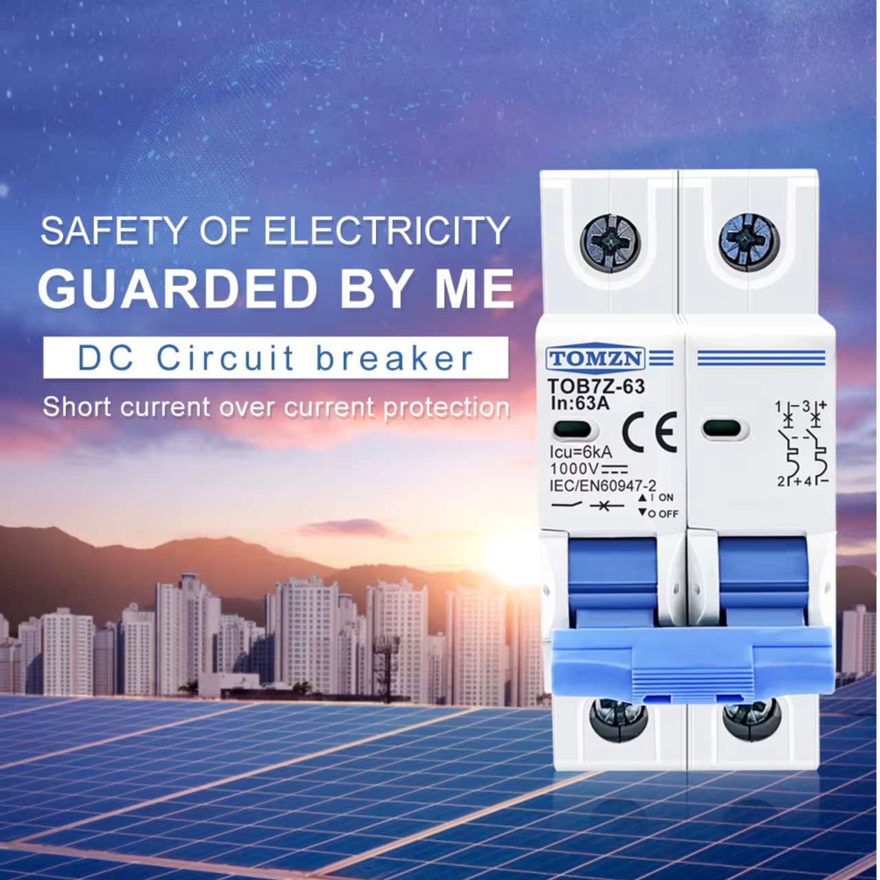 Автоматический выключатель постоянного тока 20 А двухполюсный TOMZN TOB1Z-63 20A 2P DC MCB 1000 V (2830077498) - фото 9 Автоматический выключатель постоянного тока 20 А двухполюсный TOMZN TOB1Z-63 20A 2P DC MCB 1000 V (2830077498) - фото 9