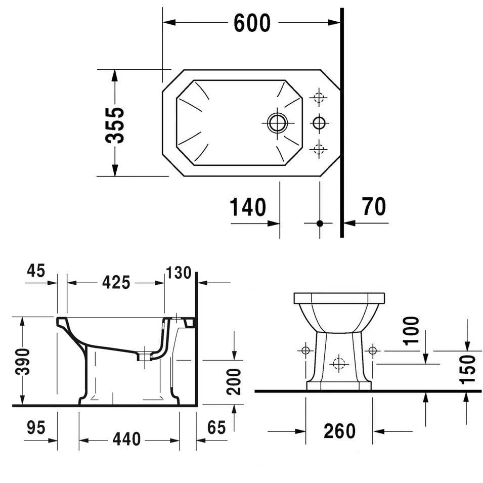 Біде підлогове DURAVIT 1930 0267100000 Білий (112812) - фото 2