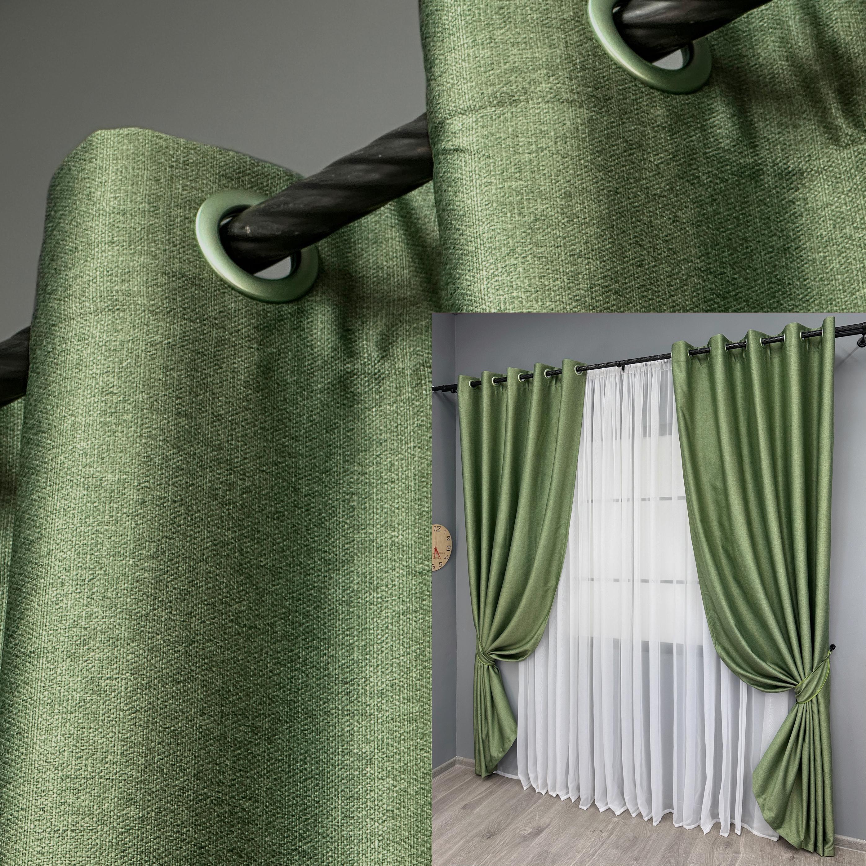 Комплект штор на люверсах VR-Textil Шенил однотонный № 1684ш 150х250 см 2 шт. Зеленый (37-0243) - фото 4 Комплект штор на люверсах VR-Textil Шенил однотонный № 1684ш 150х250 см 2 шт. Зеленый (37-0243) - фото 4