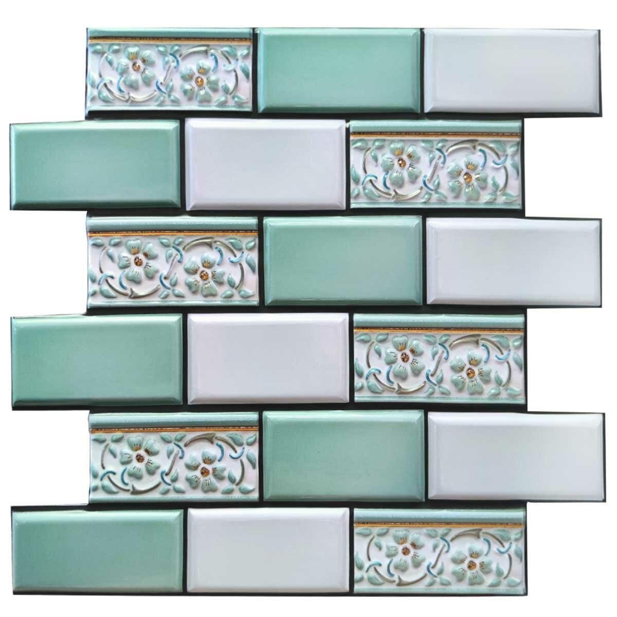 Плитка декоративная Sticker Wall SW-00001139 ПВХ самоклеящаяся 300х300х5 мм Салатовый (991943255)