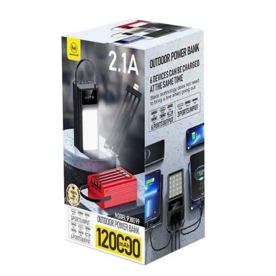 Повербанк Maxcell PJ0099 120000 mAh 2.1A с LED-дисплеем и фонариком Белый (e8dabf8a)