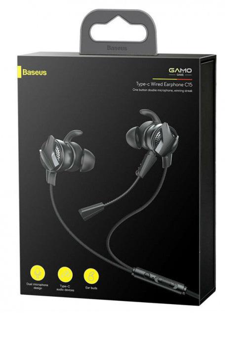 Наушники вкладыши проводные Baseus GAMO Type-c Wired Earphone C15 Black - фото 5