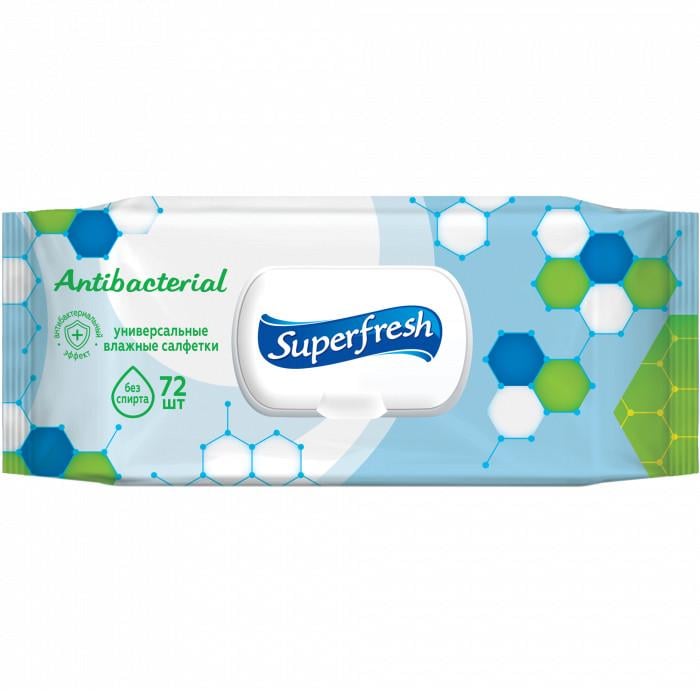 Салфетка влажная Superfresh Antibacterial 72 шт. с клапаном (1562662536)