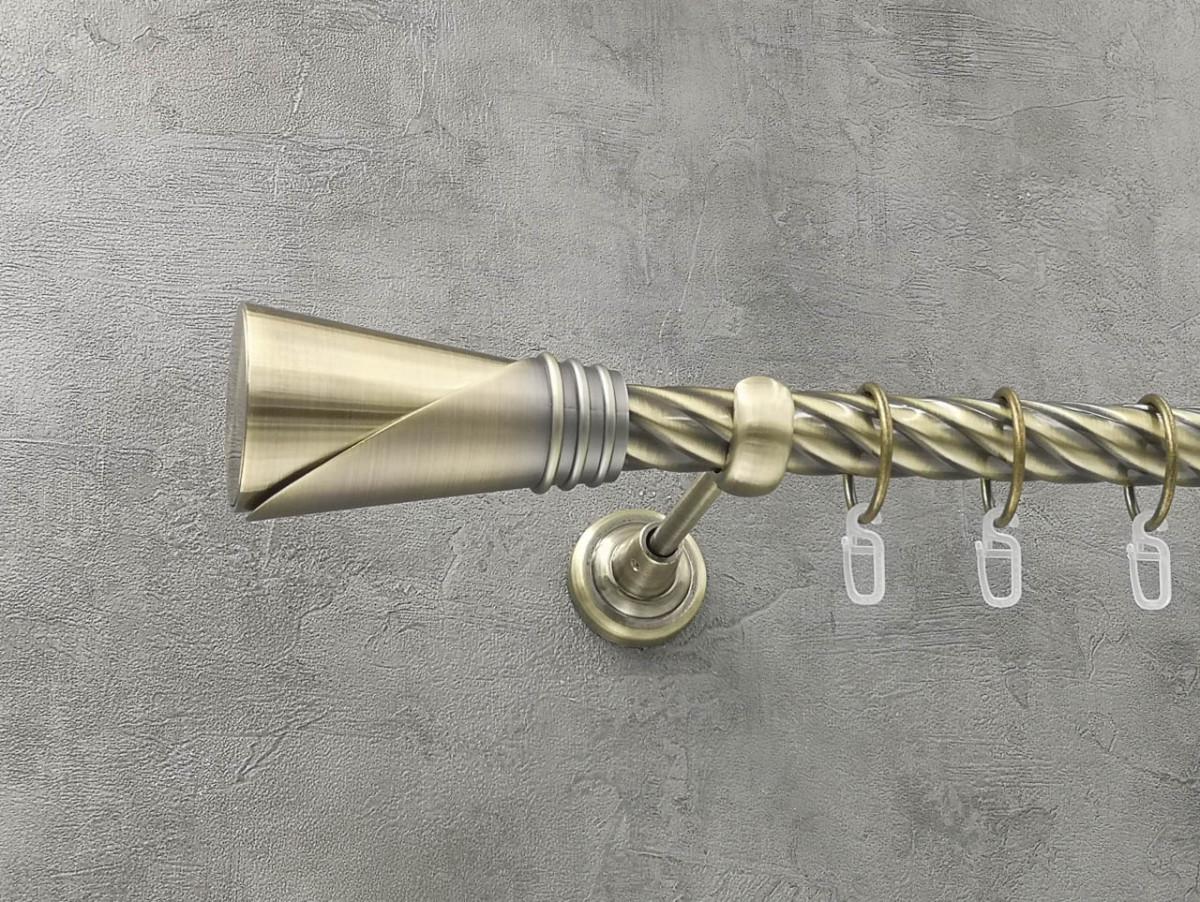 Карниз Quadrum Дункан витая штанга одинарный открытый 25 мм 160 см Антик (262044881)