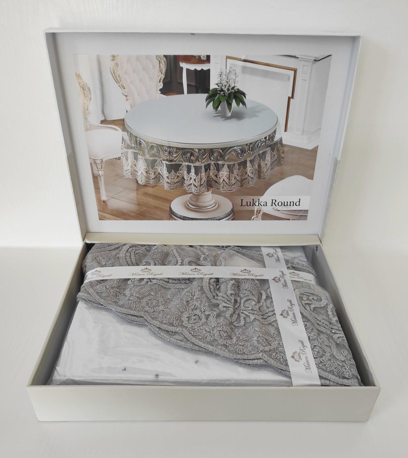 Силиконовая скатерть с кружевом Maison Royale 160 круг Lukka Grey (CN10069)