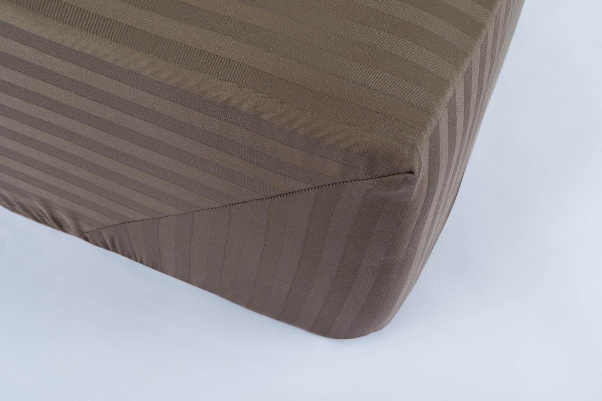 Простирадло Lotus Готель Сатин Страйп 1х1 160х200х25 на гумці Коричневий (2000022176385)