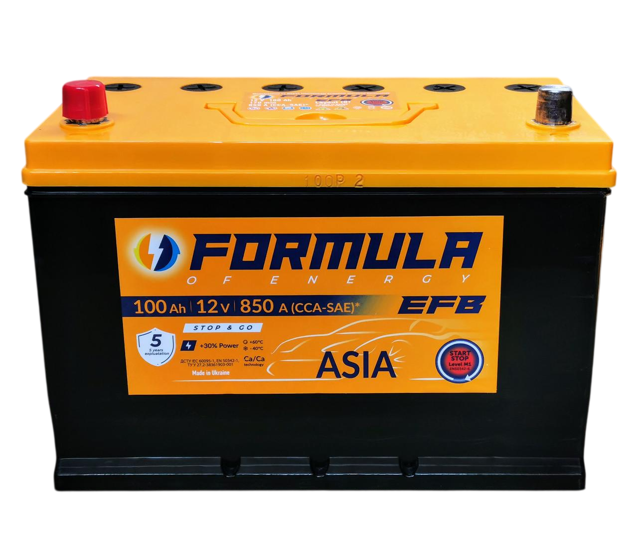 Аккумулятор автомобильный 6CT-100 Formula Asia EFB CCA850 100Ah-12V + слева 305х175х225 мм