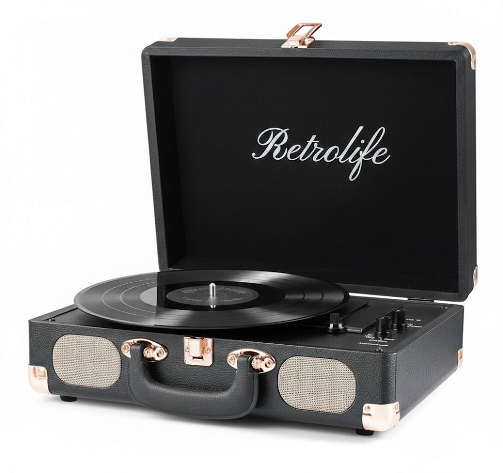 Програвач вінілу портативний з вбудованими стереодинаміками та Bluetooth (32147196)