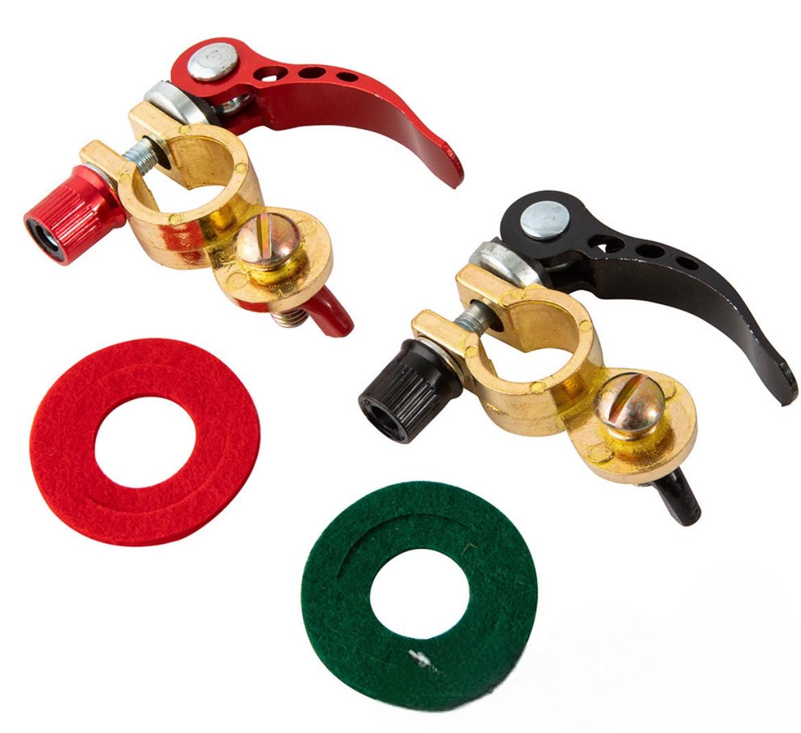 Клеммы аккумуляторные из чистой меди с быстрозажимным ключом плюс/минус для аккумуляторов Ø 17–19 мм (2677474785)