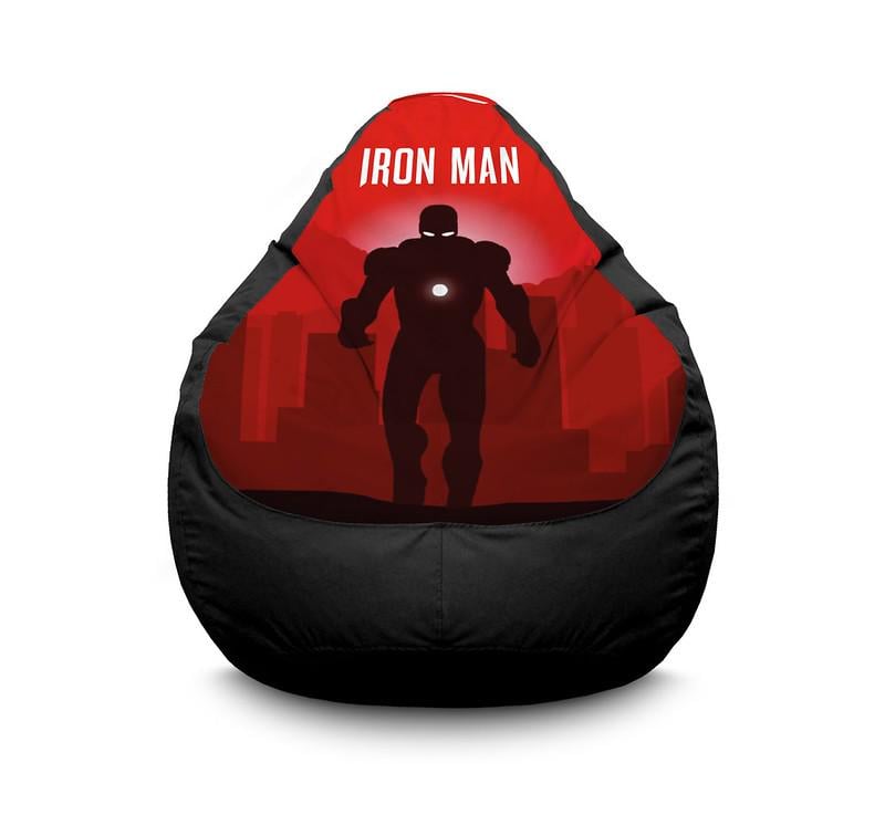 Крісло мішок iPuff Iron Man Silhouette Оксфорд XL 80x110 см Чорний