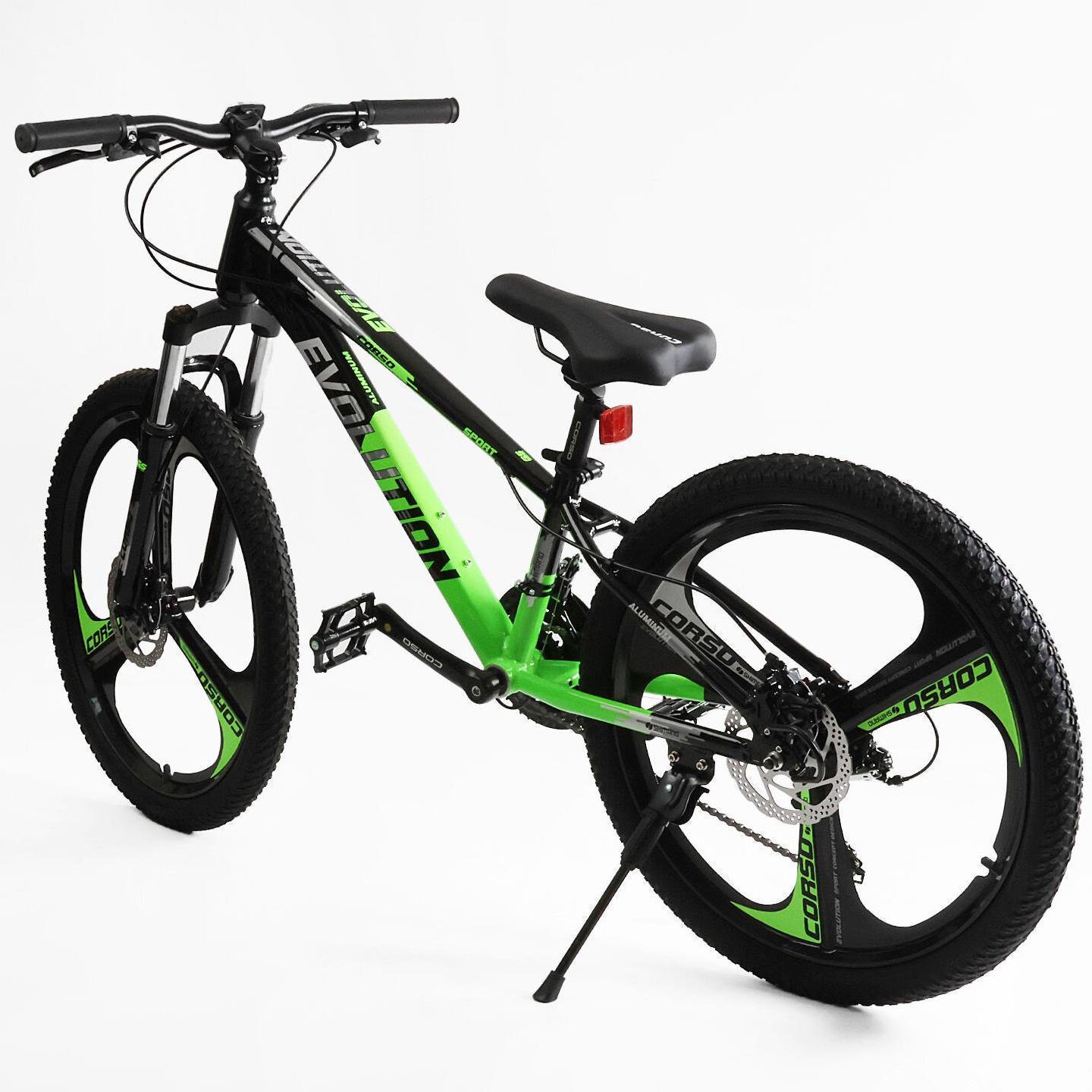 Велосипед горный подростковый алюминиевый Corso Evolution 24" литые диски рама 11" Зеленый - фото 3 Велосипед горный подростковый алюминиевый Corso Evolution 24" литые диски рама 11" Зеленый - фото 3