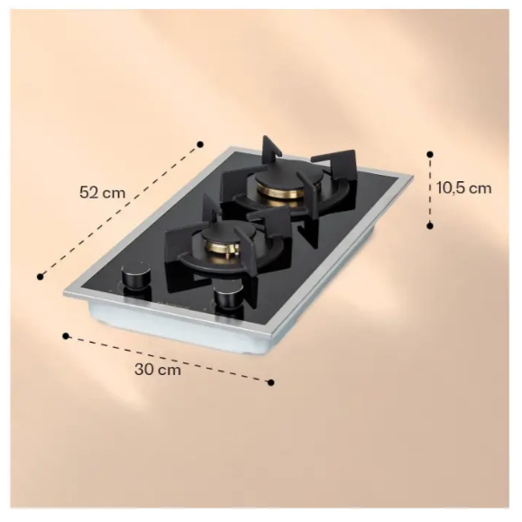 Варочная панель газовая KLARSTEIN Goldflame Domino Prime на 2 конфорки 4,2 кВт (10037806) - фото 3 Варочная панель газовая KLARSTEIN Goldflame Domino Prime на 2 конфорки 4,2 кВт (10037806) - фото 3