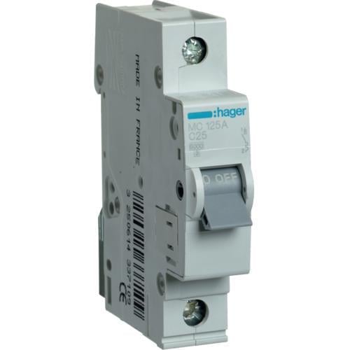 Автоматический выключатель HAGER 1P 25A 6кА C (MC125A)