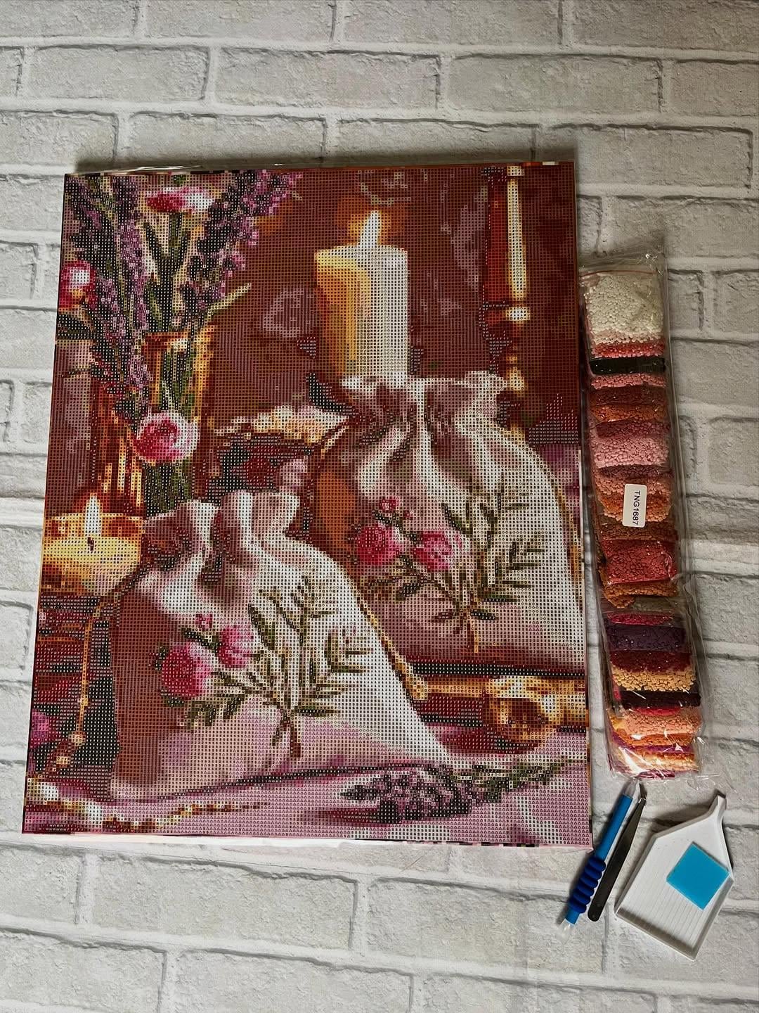 Алмазная мозаика MY-Art Мешочки с лавандой на подрамнике квадратные алмазы 40х50 см (ТNG1687)
