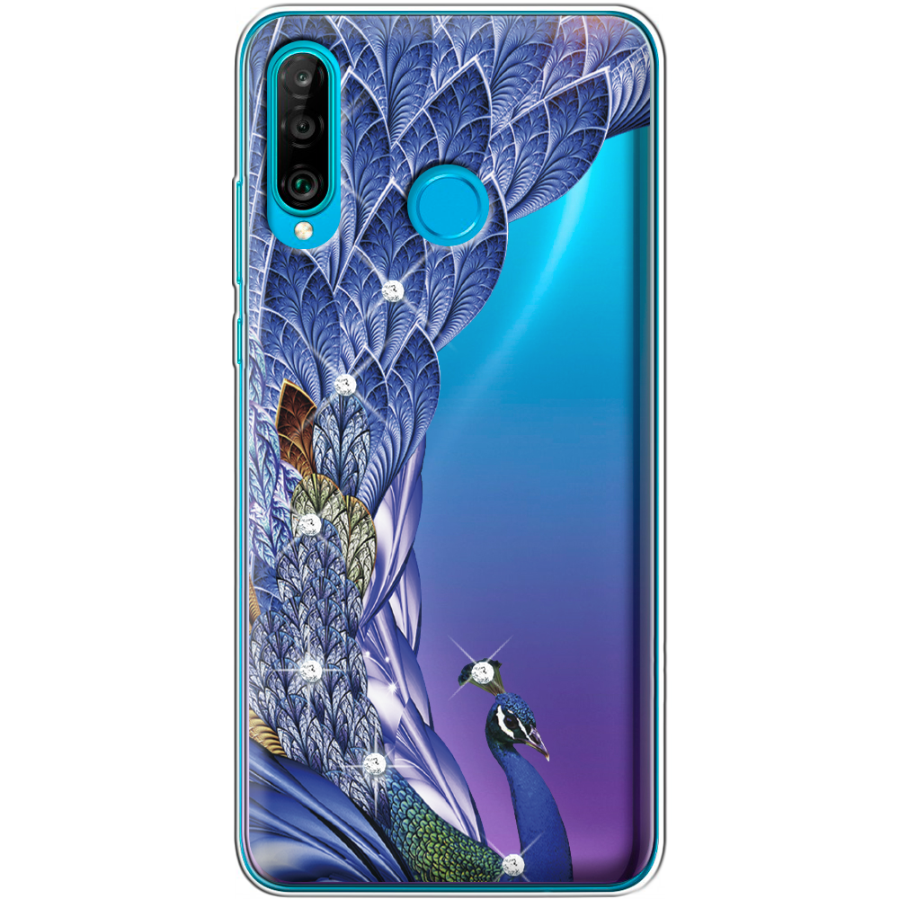 Чохол Boxface Huawei P30 Lite Павич зі стразами Прозорий силікон (36871-rs7-36871)