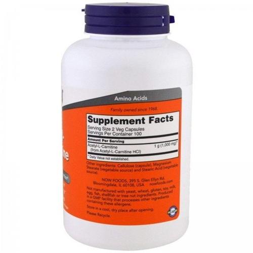 Комплекс Ацетил Карнітін NOW Foods Acetyl-L-Carnitine 500 мг 200 Veg Caps - фото 2