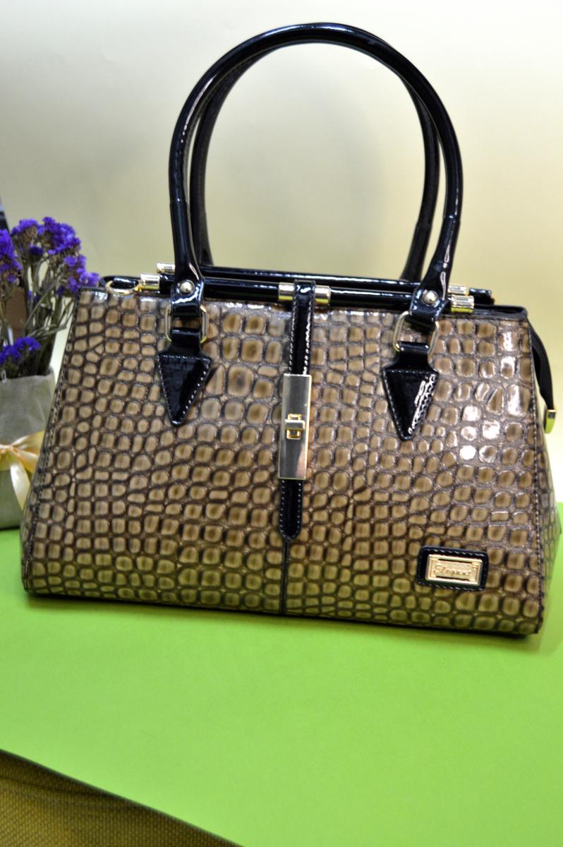 Жіноча сумка Elegant лакова Світло-коричневий (1161)