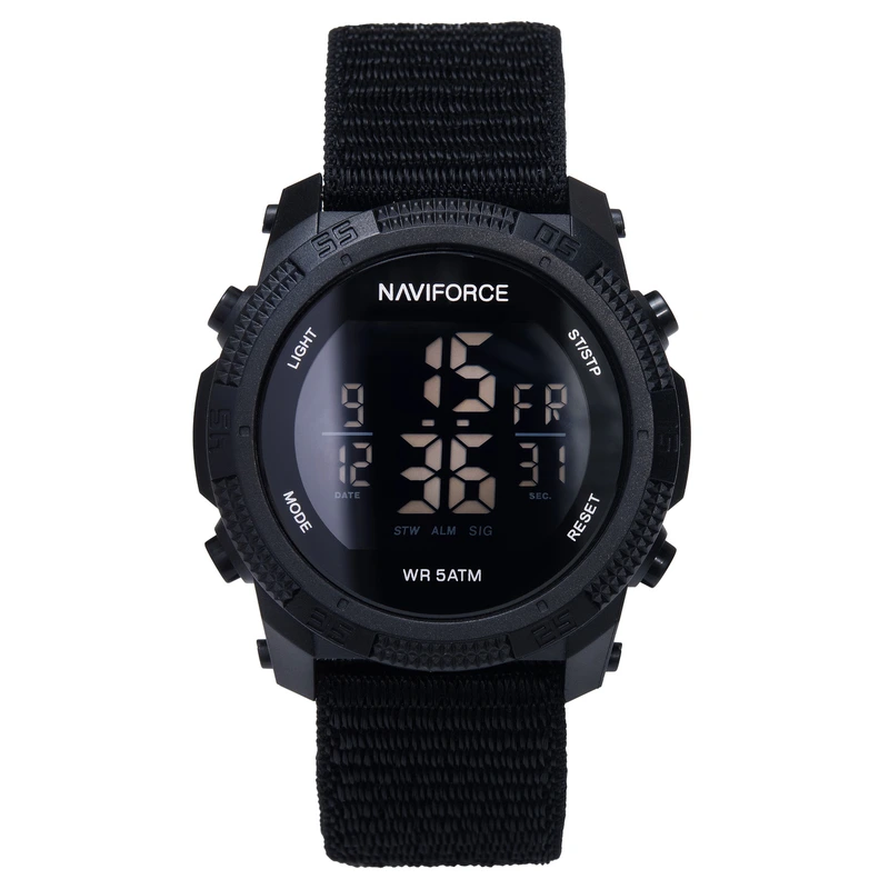 Годинник чоловічий спортивний водостійкий тактичний Naviforce Europe Armor 2 ремінці Black (18309)