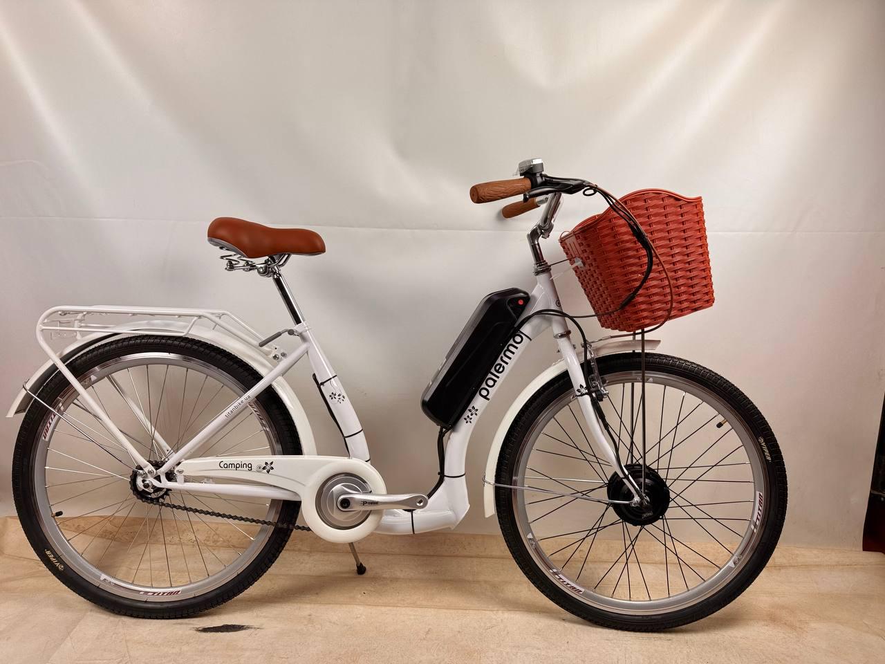 Велосипед с Е-комплектом Cross Palermo 26" 36В 350 Вт 10 Ah Мотор MXSUS с корзинкой и багажником Белый