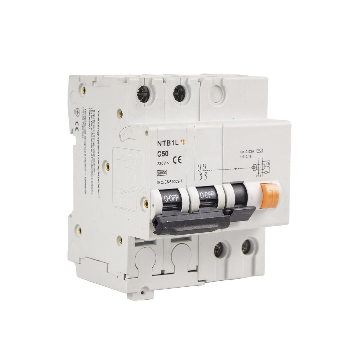 Автоматический выключатель дифференциального тока TESLA АВДС NTB1L C50-2P+N 230V~ 6000 (108) - фото 4 Автоматический выключатель дифференциального тока TESLA АВДС NTB1L C50-2P+N 230V~ 6000 (108) - фото 4