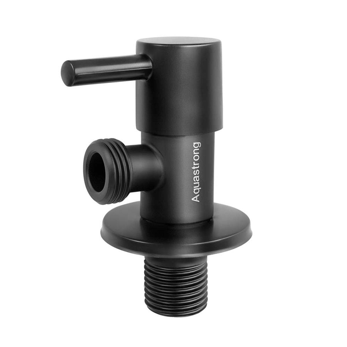Кран кутовий Aquastrong D7 ЗЗ нержавіюча сталь 1/2x1/2" Чорний (D716)